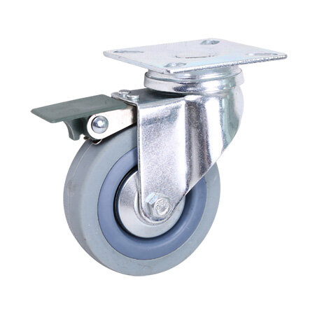 Gray rubber Top Plate Swivel Caster With Brake