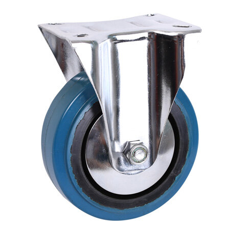 Blue Elastic Rubber Fixed Caster