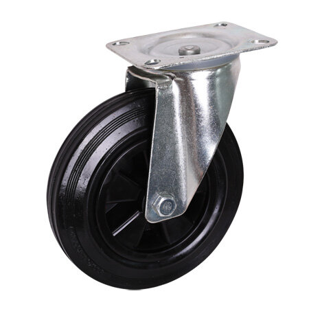 Black Rubber PP Core Top Plate Swivel Caster