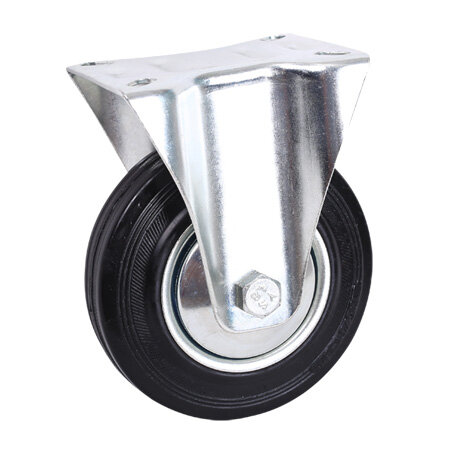Black Rubber Steel Core Fixed Caster