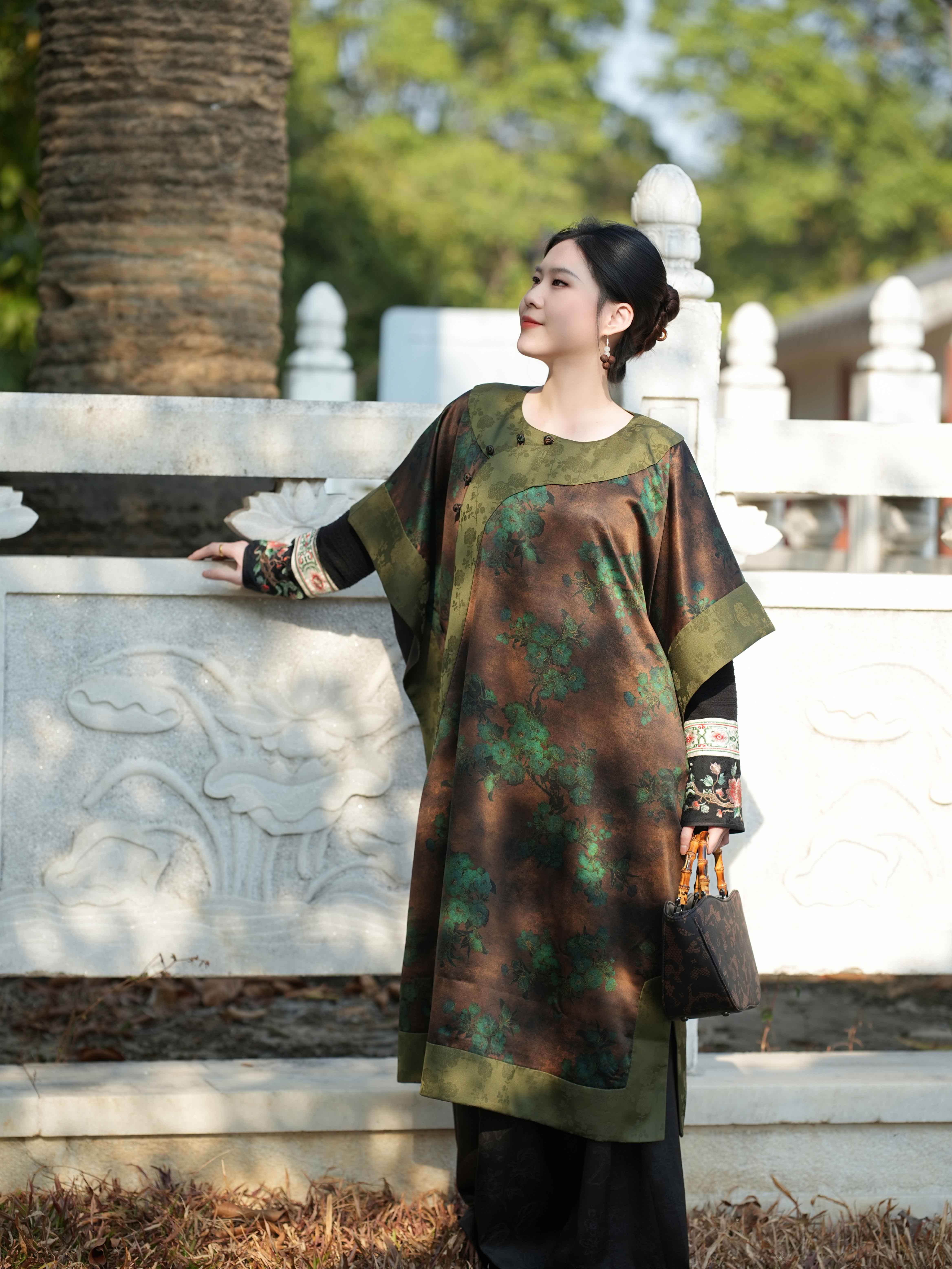 Xiangluo Juqifeng Heavy Satin Xiangyun Sha Dress – New Chinese Style Women's Apparel