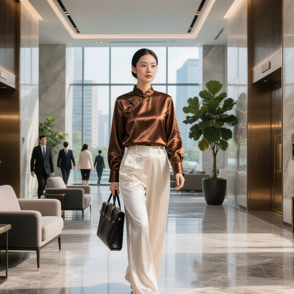 New Chinese Style Women's Office Wear: Xiangyunsha Outfit Guide