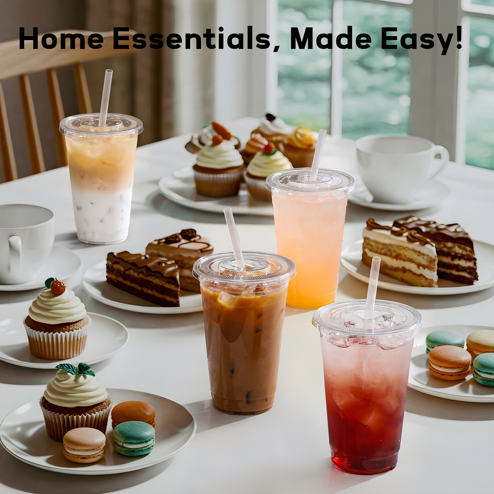 AOZITA 16 oz Plastic Cups with Lids and Straws, 50 Pack, Disposable Iced Coffee Cups with Lids, Clear Cups with Lids for Cold Drinks, Iced Tea, Milkshakes, Smoothies - Durable & BPA Free view 7