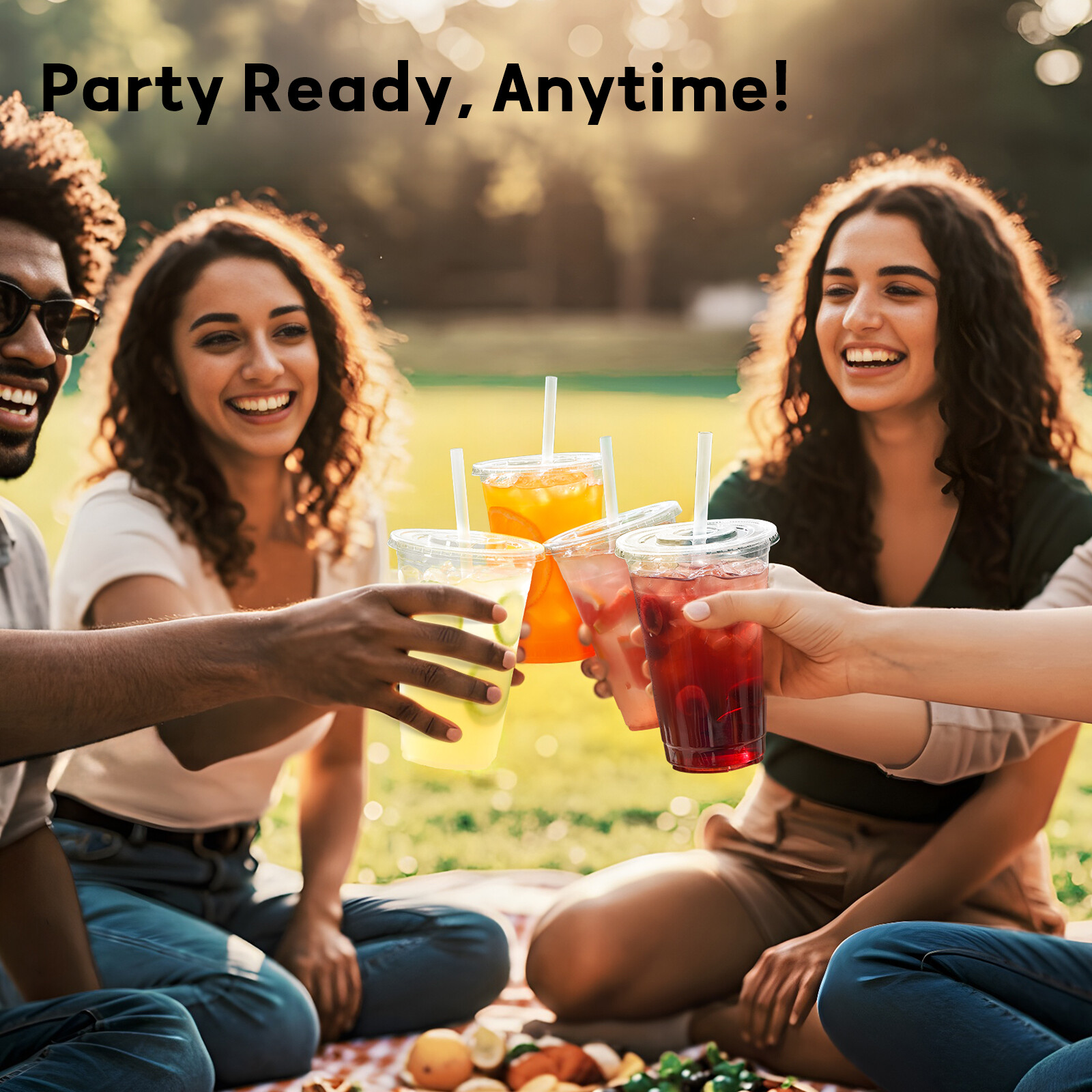 AOZITA 16 oz Plastic Cups with Lids and Straws, 50 Pack, Disposable Iced Coffee Cups with Lids, Clear Cups with Lids for Cold Drinks, Iced Tea, Milkshakes, Smoothies - Durable & BPA Free view 6