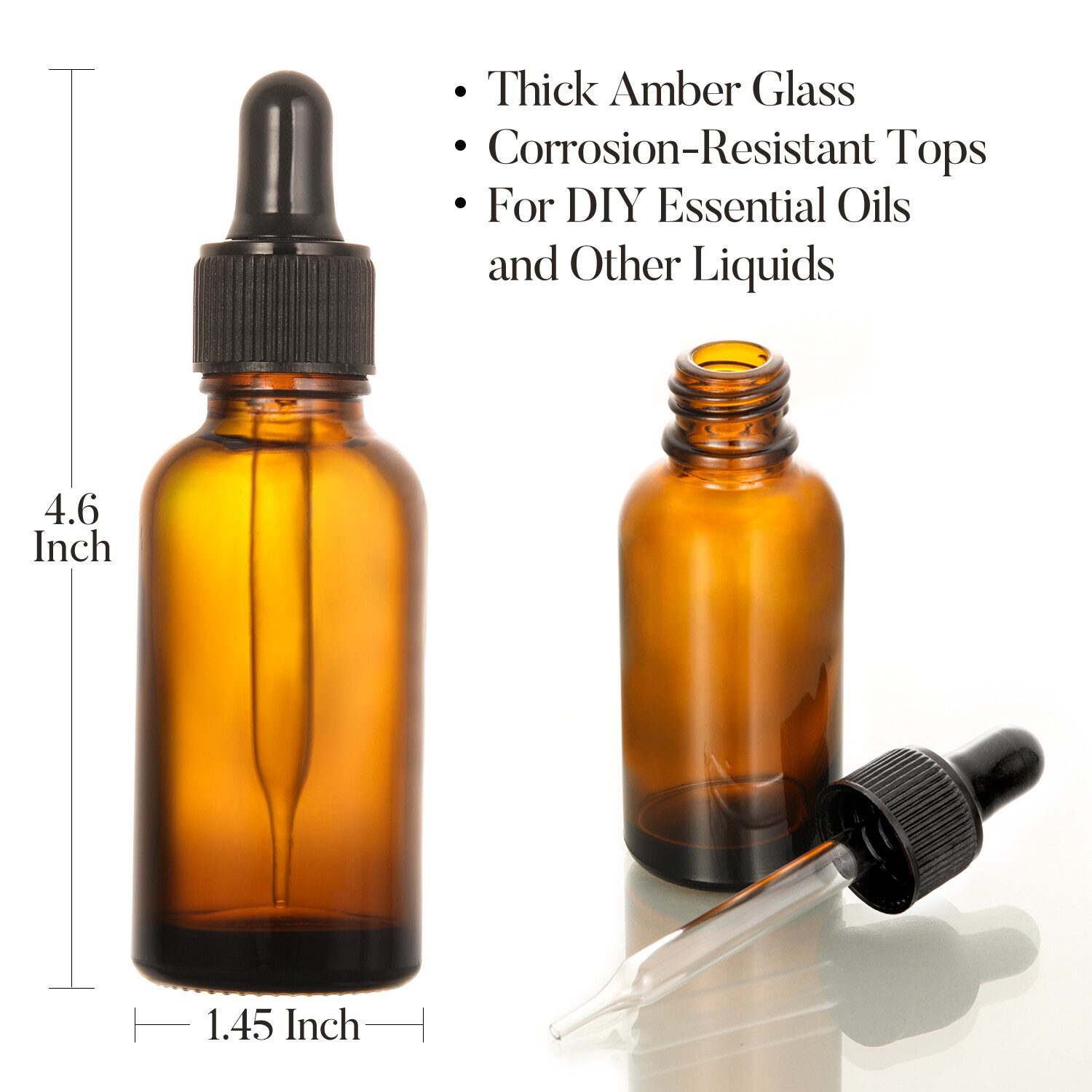 4 Pack, 2 oz Bottles with Dropper & 1 Funnel & 4 Labels - Essential Oils Bottles for Health, Personal Care & Beauty - 60ml Thick Dark Amber Glass Tincture Bottles, Refillable Cosmetic Containers view 4