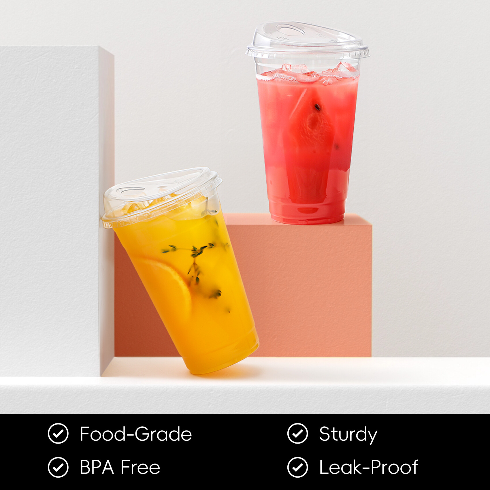 AOZITA 100 Pack 16 oz Plastic Cups With Strawless Sip-Lids, Iced Coffee Cups With Lids BPA Free, Disposable Clear Cups, To Go Cups for Smoothies, Party Drinks, Bubble Tea, Cold Beverage view 7
