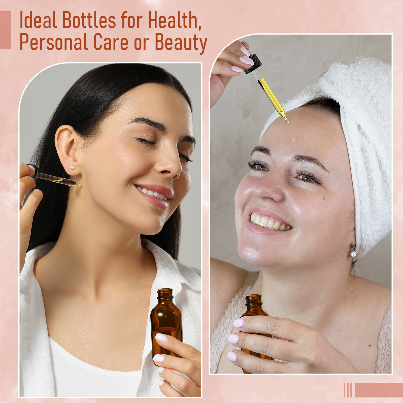 4 Pack, 2 oz Bottles with Dropper & 1 Funnel & 4 Labels - Essential Oils Bottles for Health, Personal Care & Beauty - 60ml Thick Dark Amber Glass Tincture Bottles, Refillable Cosmetic Containers view 6