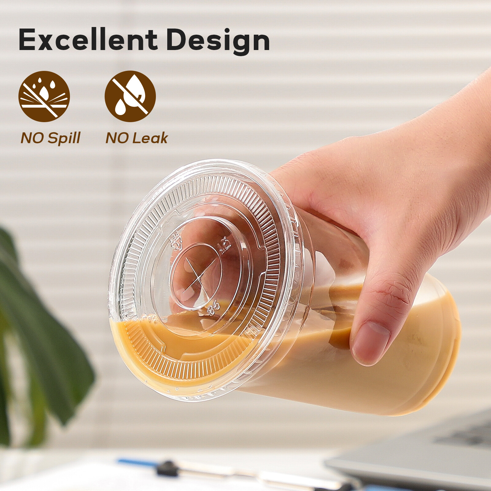 AOZITA 16 oz Plastic Cups with Lids and Straws, 50 Pack, Disposable Iced Coffee Cups with Lids, Clear Cups with Lids for Cold Drinks, Iced Tea, Milkshakes, Smoothies - Durable & BPA Free view 4