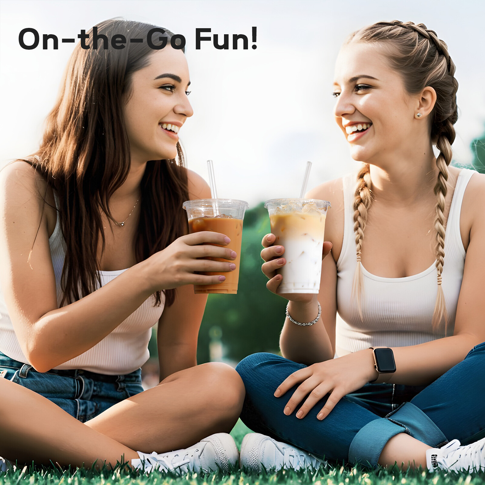 AOZITA 16 oz Plastic Cups with Lids and Straws, 50 Pack, Disposable Iced Coffee Cups with Lids, Clear Cups with Lids for Cold Drinks, Iced Tea, Milkshakes, Smoothies - Durable & BPA Free view 5