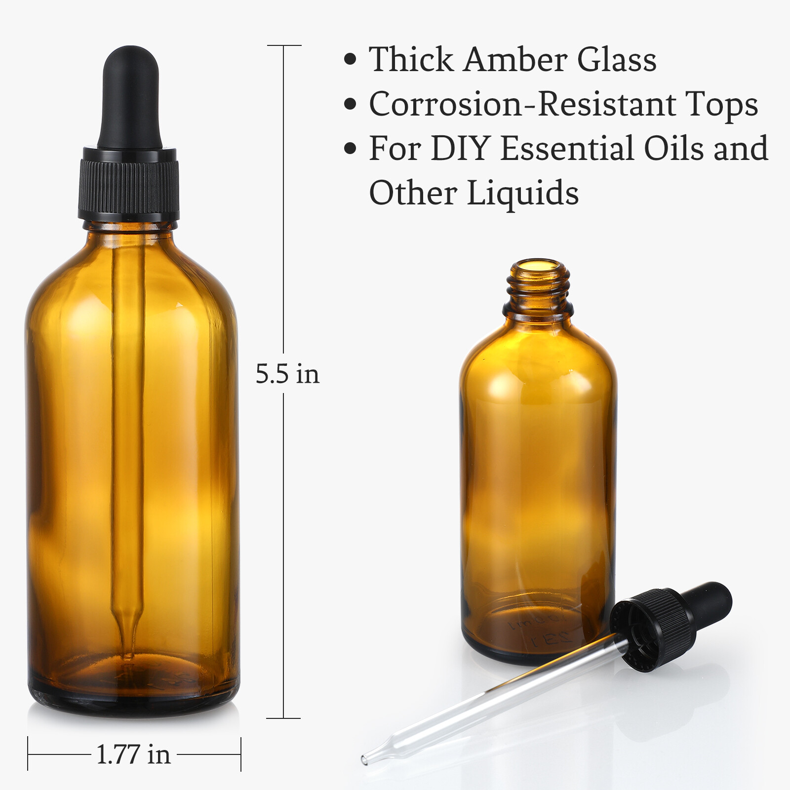 AOZITA 4 Pack, 4 oz Dropper Bottles with 1 Funnel & 4 Labels - Essential Oils Bottles for Health, Personal Care & Beauty - 120ml Thick Dark Amber Glass Tincture Bottles with Eye Droppers, Leakproof view 4