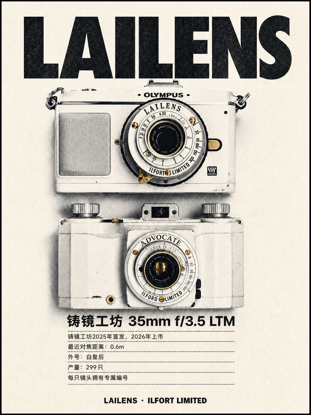 LAILENS 35mm f/3.5 Poster - White Camera