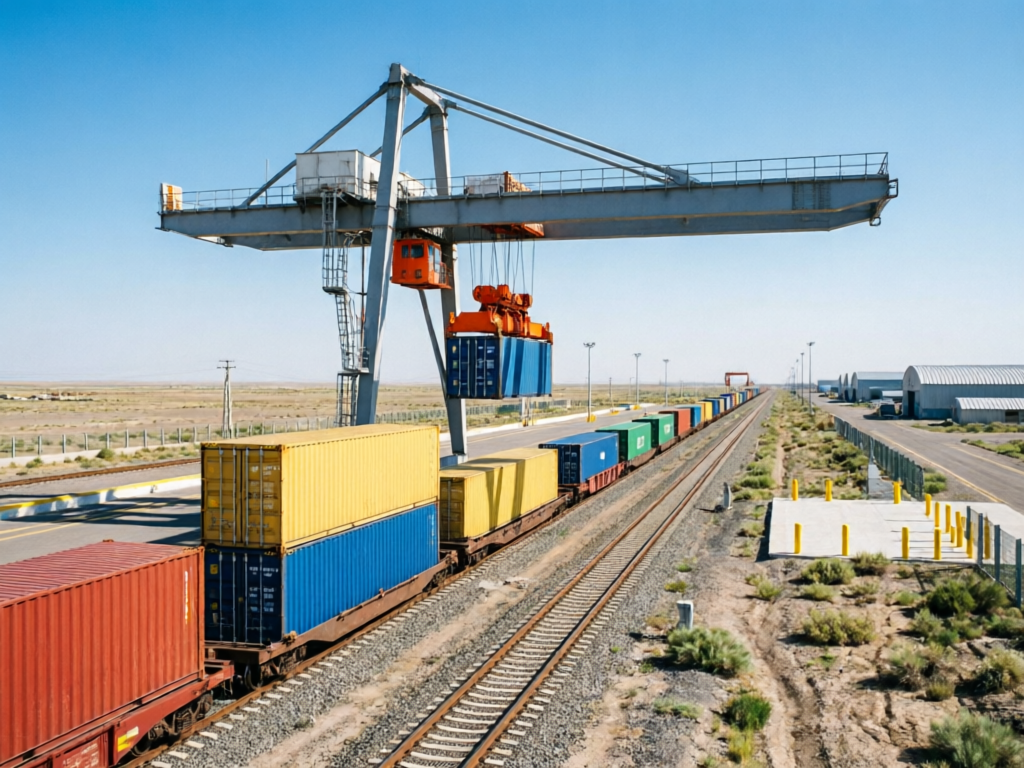 Railway container loading station operations
