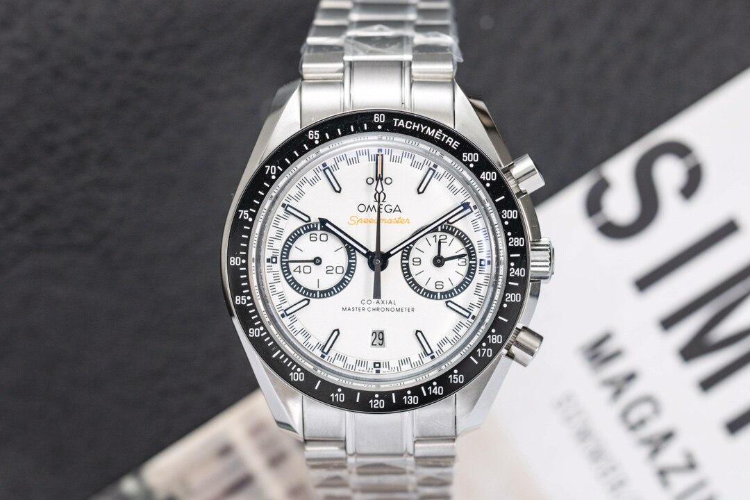 Omega Omega Speedmaster Steel White Dial Ceramic Bezel Bracelet Chronograph Men's Watch