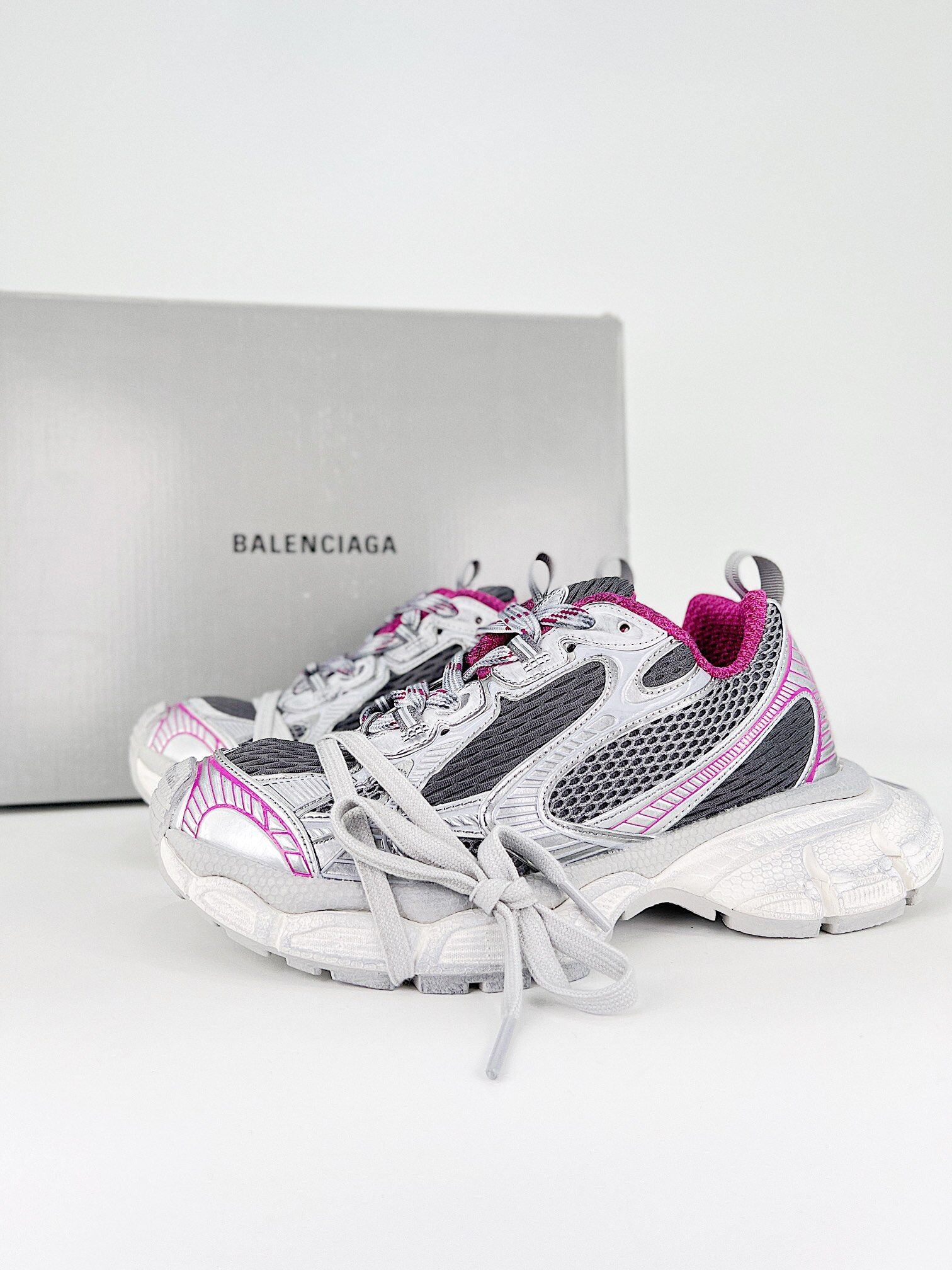 Balenciaga Women’s Balenciaga 3XL Chunky Sneakers Grey Pink
