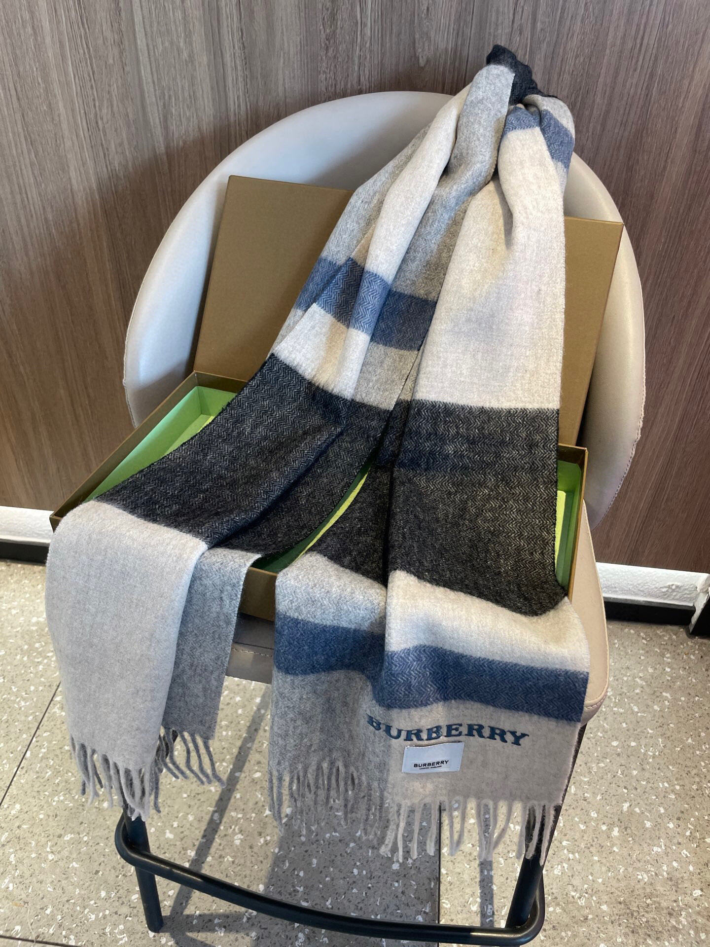 Burberry Burberry Color‑Block Stripe Fringe Scarf