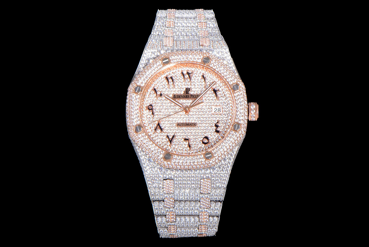 Audemars Piguet Audemars Piguet Royal Oak Two‑Tone Full Diamond Arabic Numeral Watch