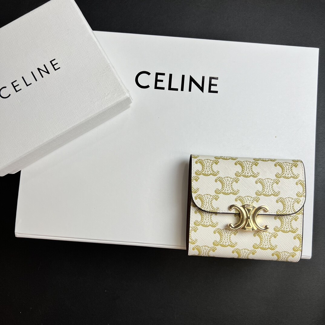 Celine Celine Triomphe Canvas Trifold Short Wallet