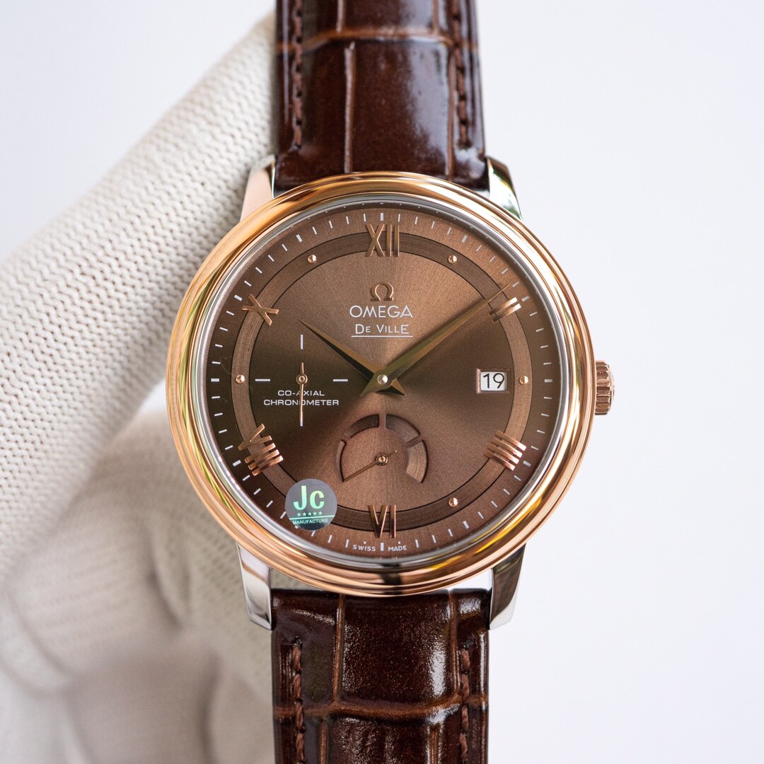 Omega Omega De Ville Two-Tone Brown Dial Power Reserve Alligator Automatic Watch