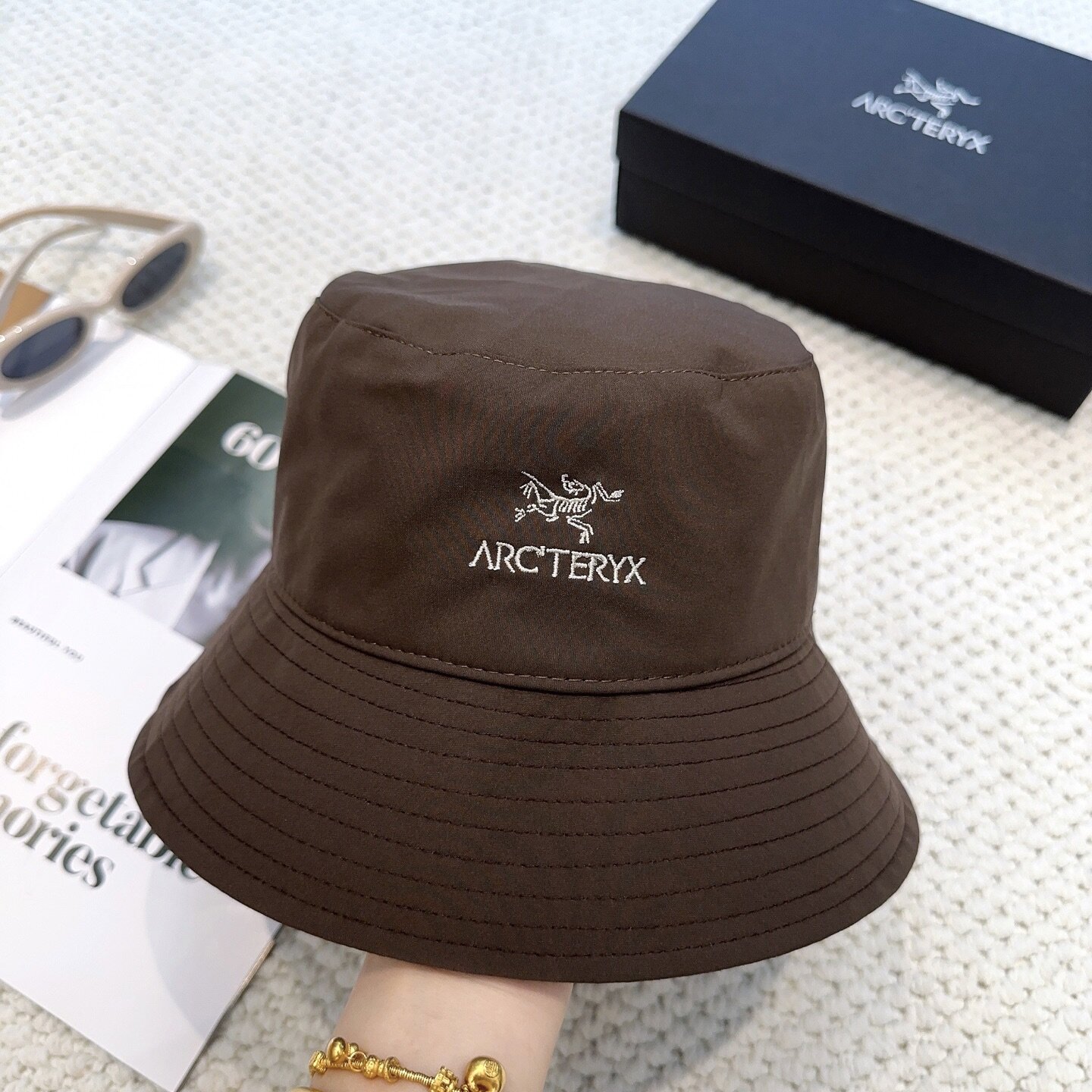 Arc'teryx Arc'teryx Brown Embroidered Wide‑Brim Bucket Hat