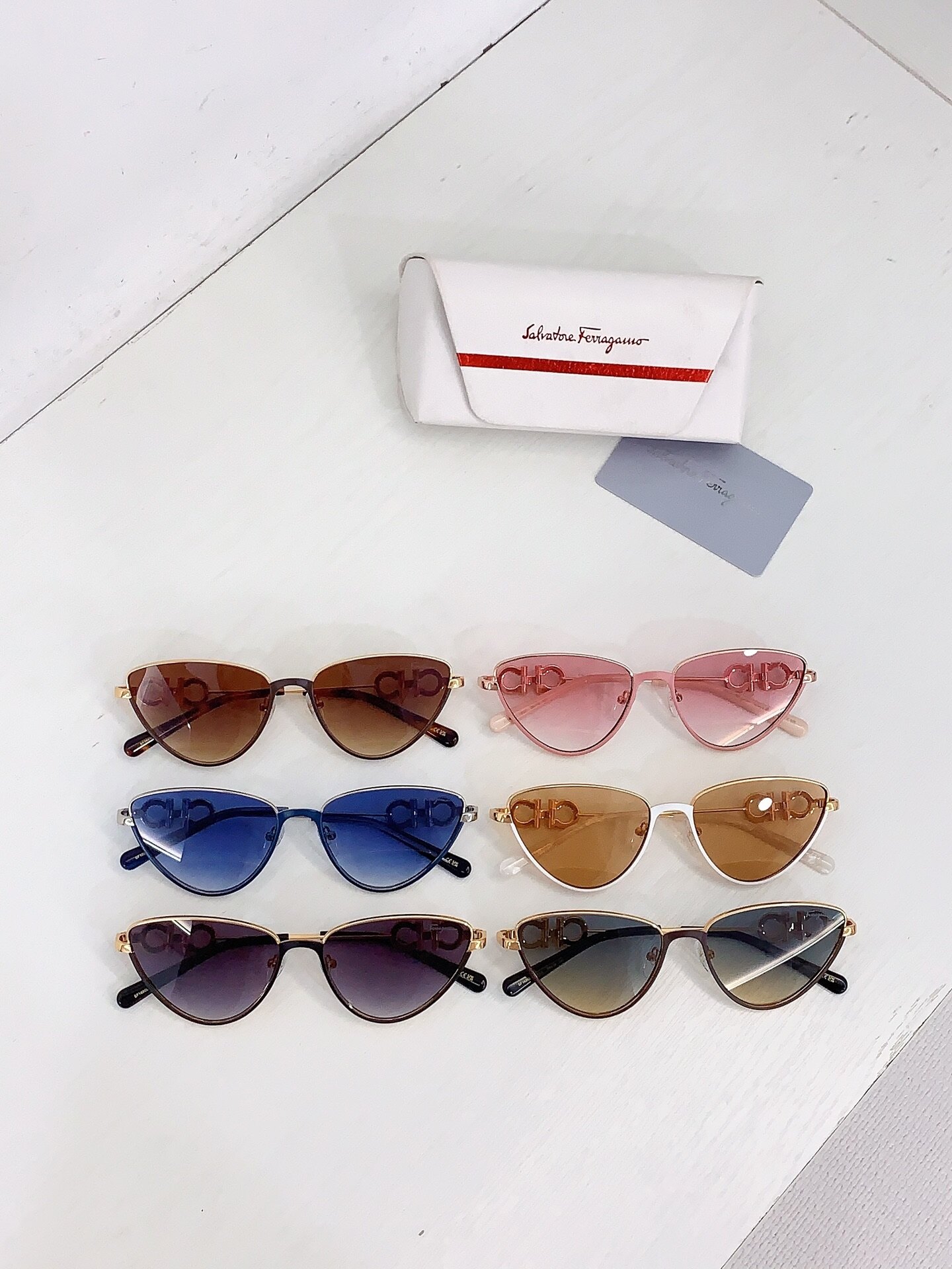 Ferragamo Salvatore Ferragamo Metal Cat‑Eye Sunglasses