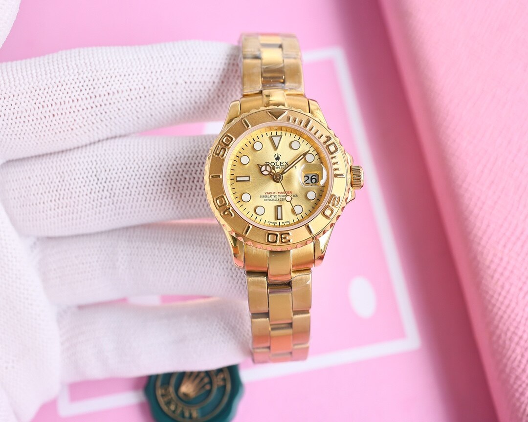 Rolex Rolex Yacht-Master Solid Yellow Gold Champagne Dial Oyster Bracelet Ladies Nautical Watch