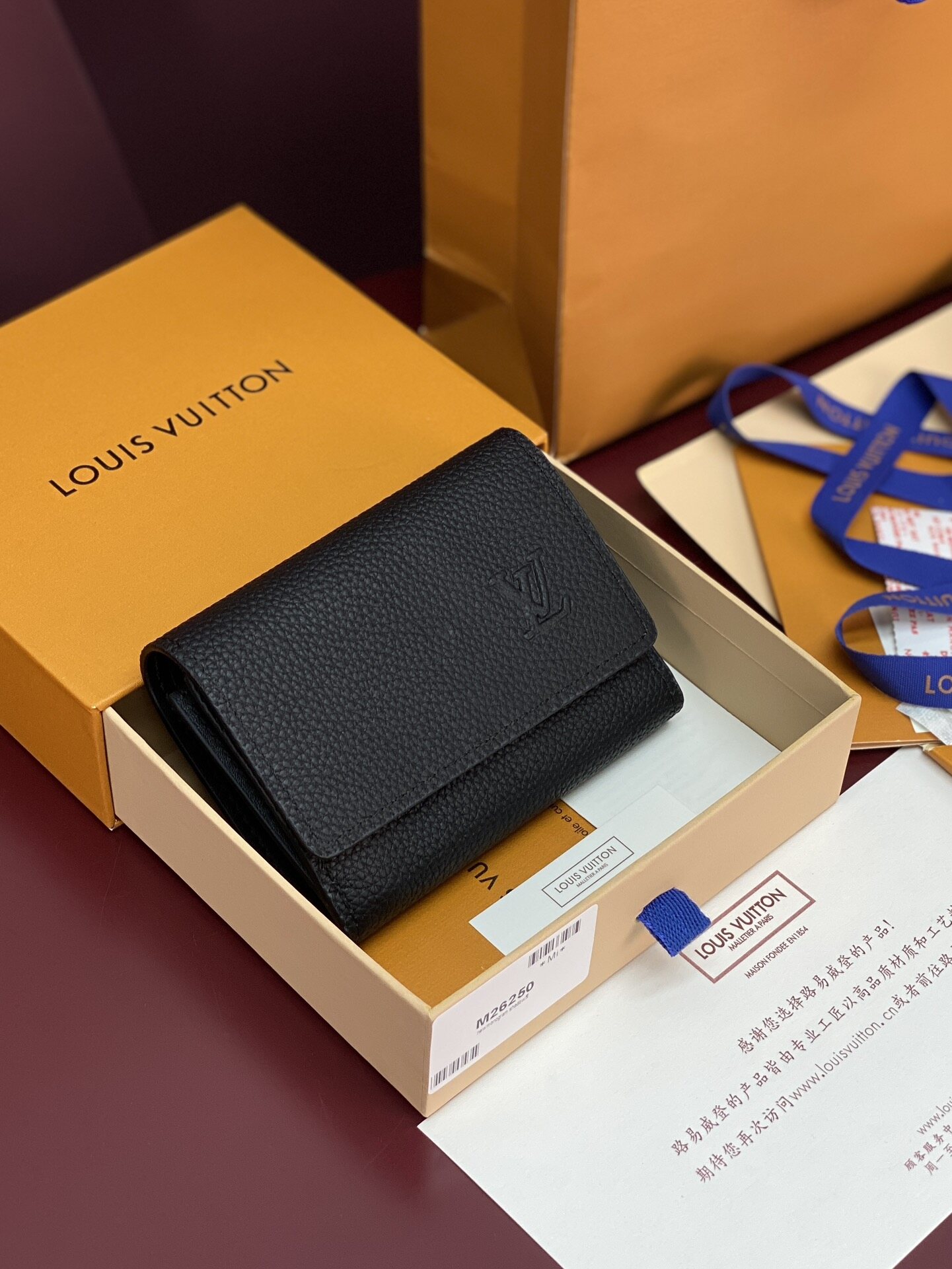 Louis Vuitton LV Black Empreinte Trifold Short Wallet