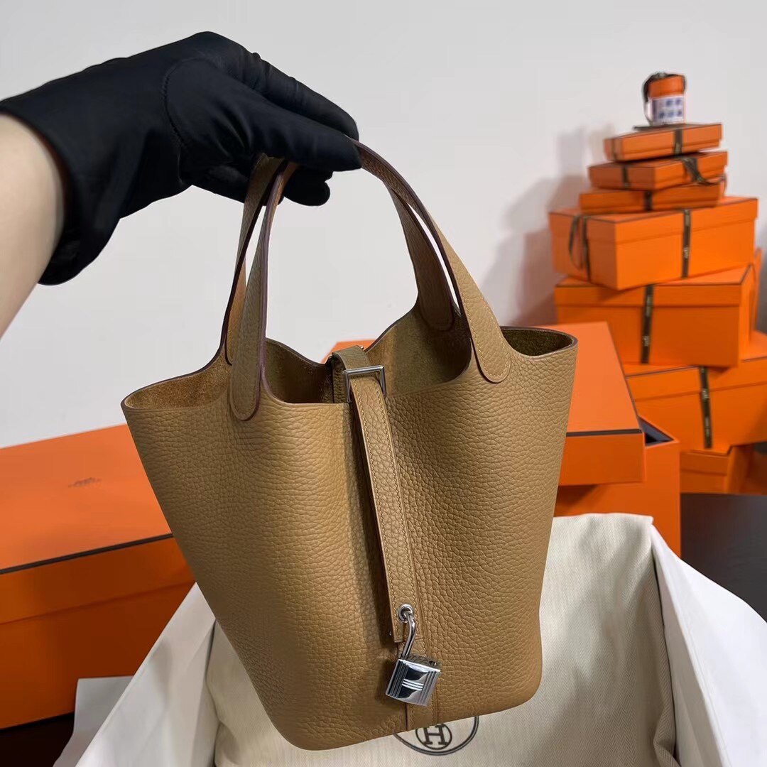 Hermès Hermès Picotin Lock Brown TC Leather Handbag Silver Lock