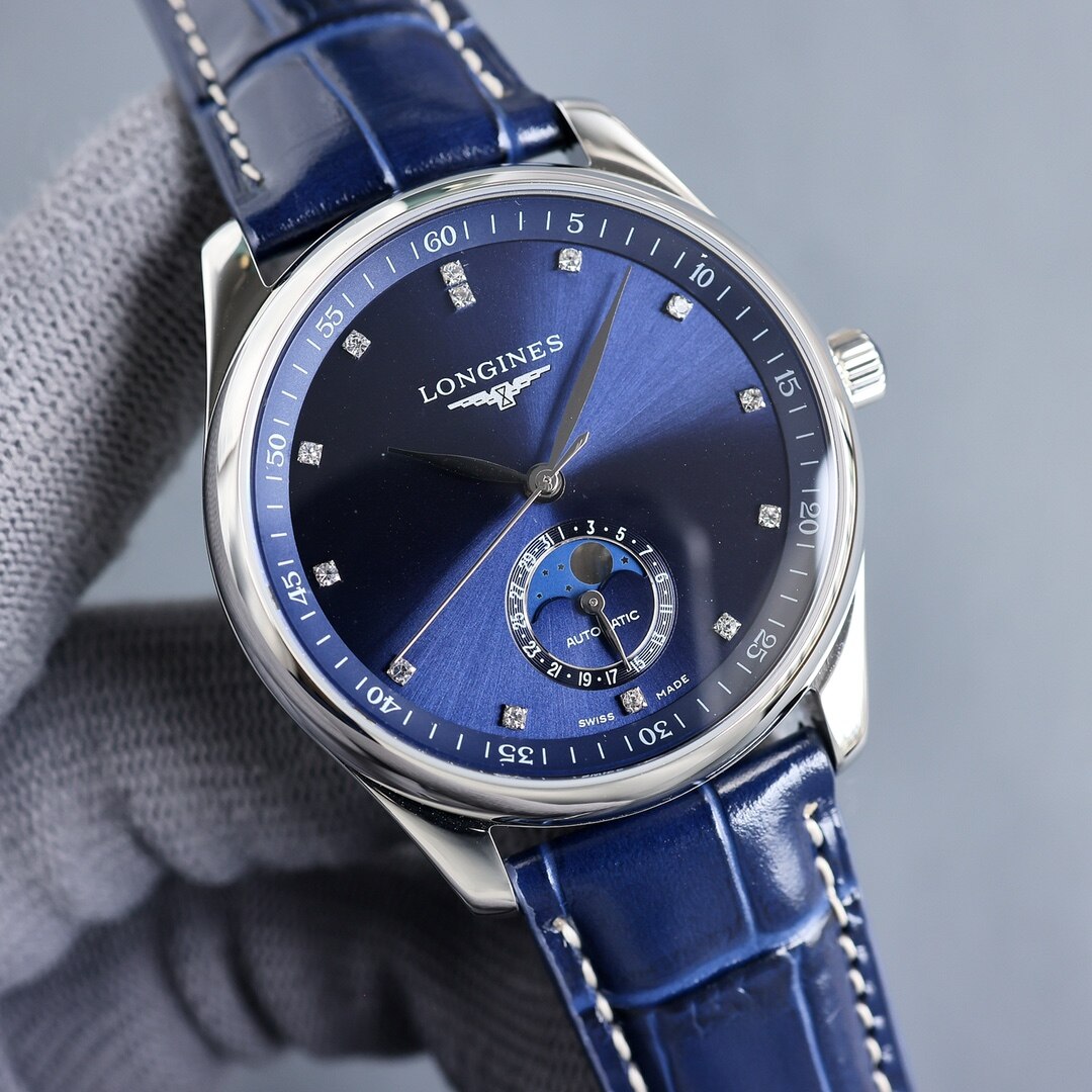 Longines Longines Master Moonphase Diamond Blue Leather Men Watch