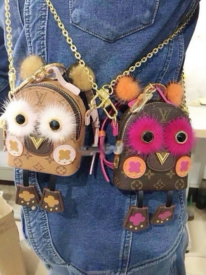 Louis Vuitton Louis Vuitton Owl Fur Mini Pouch Keychain