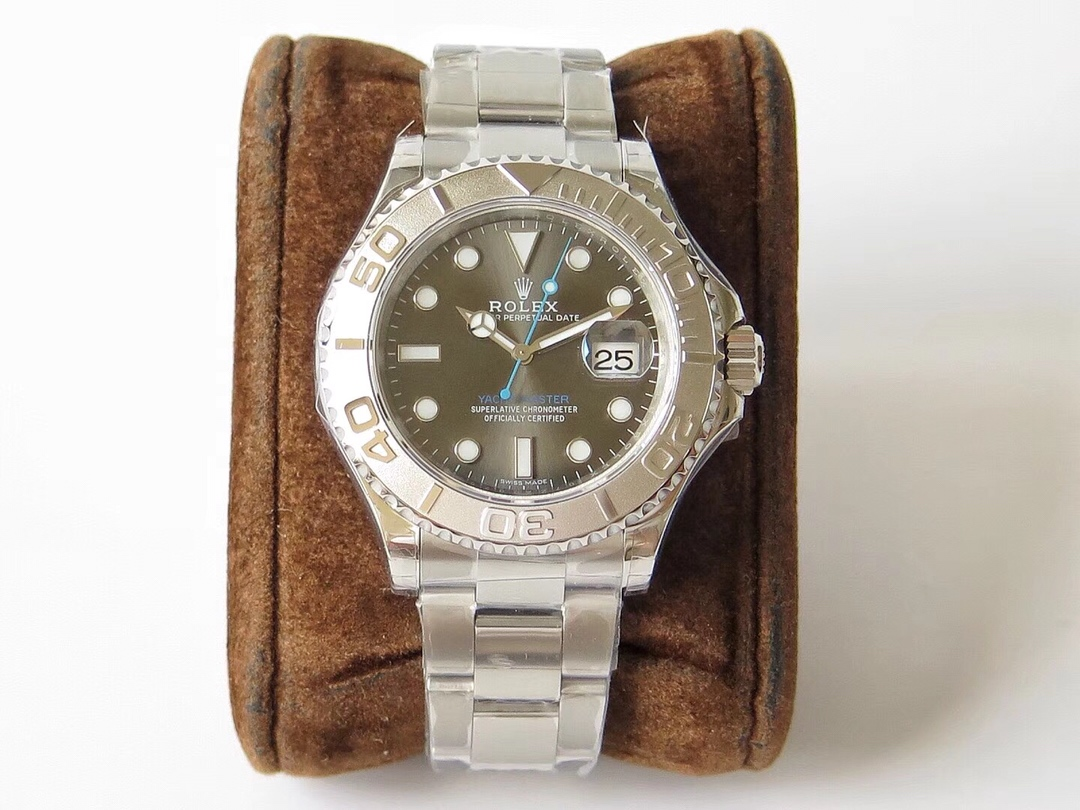 Rolex Rolex Yacht-Master Steel Platinum Bezel Grey Dial Oyster Bracelet Nautical Watch