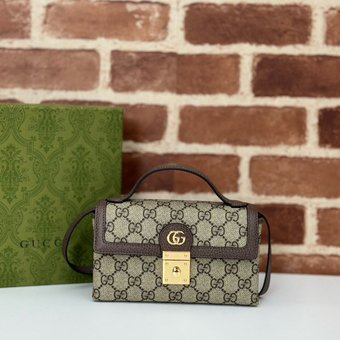 Gucci Gucci Ophidia GG Supreme Mini Lock Hand Crossbody Bag
