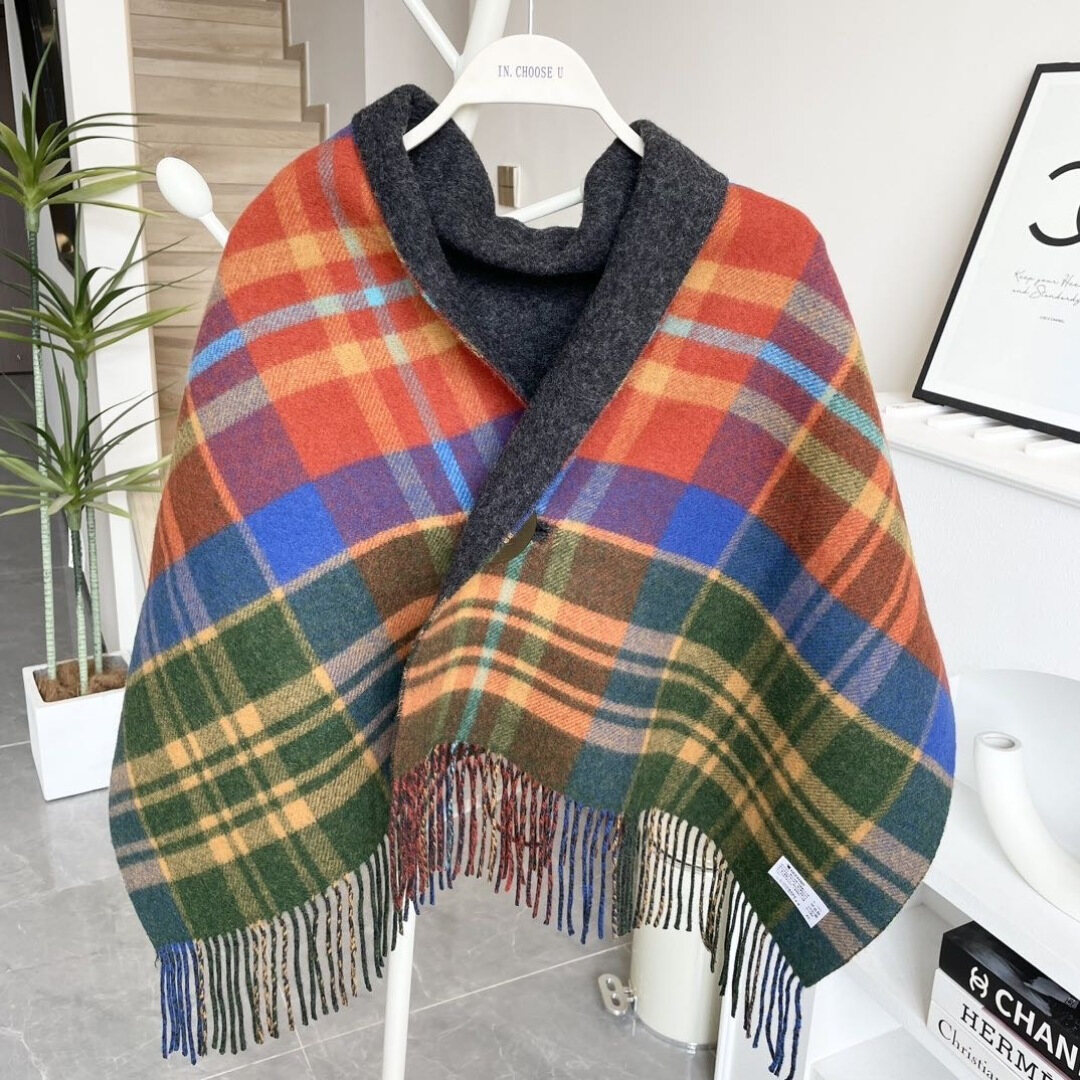 Vivienne Westwood  Vivienne Westwood Vintage Green‑Yellow‑Blue Plaid Tassel Scarf