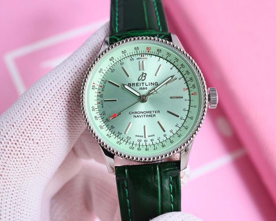 Breitling Breitling Navitimer Mint‑Green Dial Leather Ladies Watch
