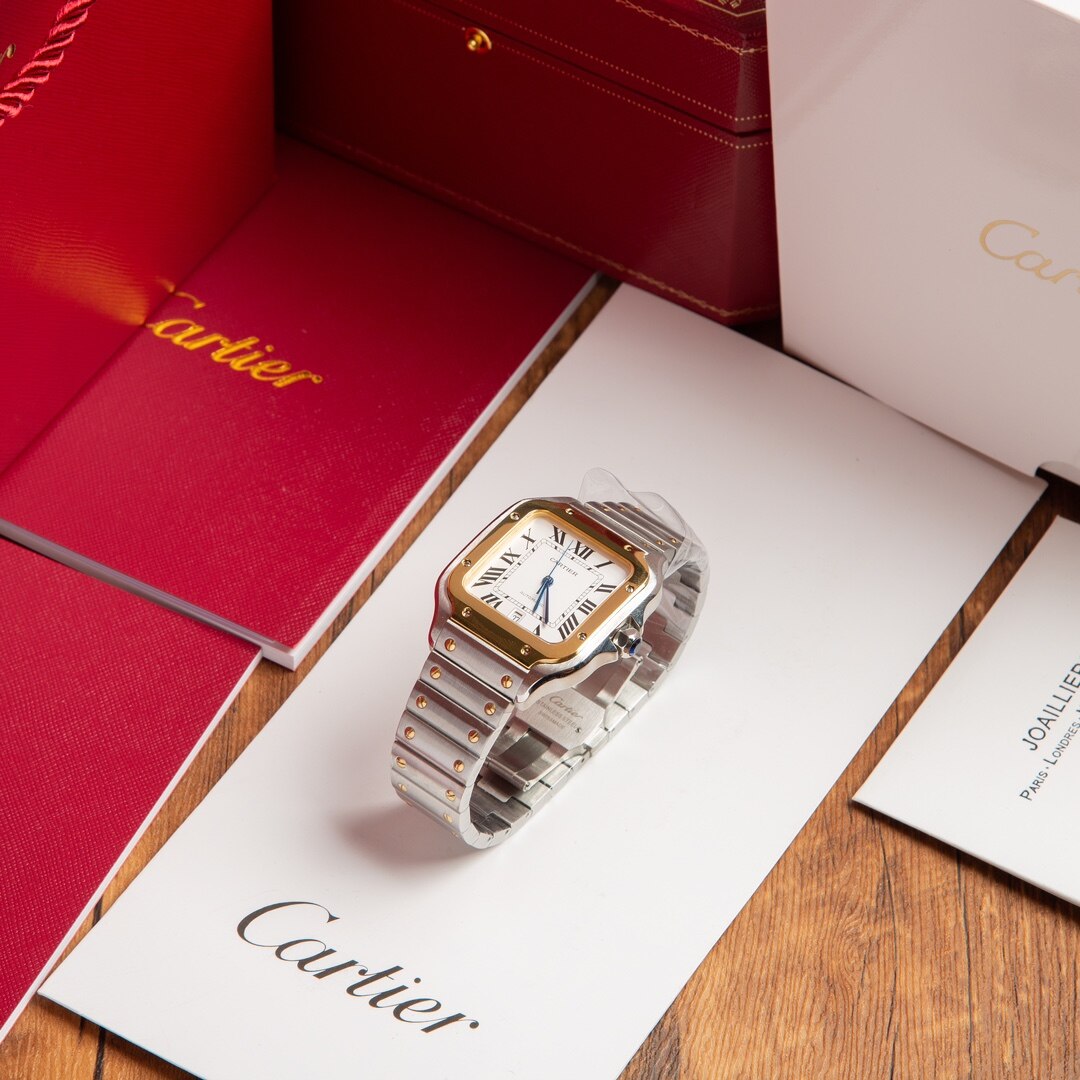 Cartier Cartier Santos Two-Tone Steel & Gold Bracelet Roman Dial Automatic Watch