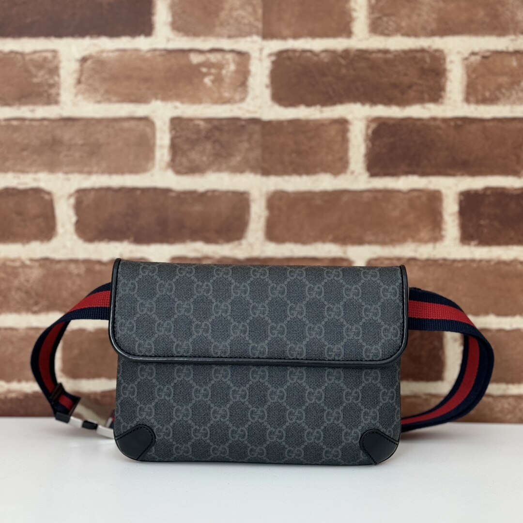 Gucci Gucci GG Supreme Black Grey Belt Bag Crossbody
