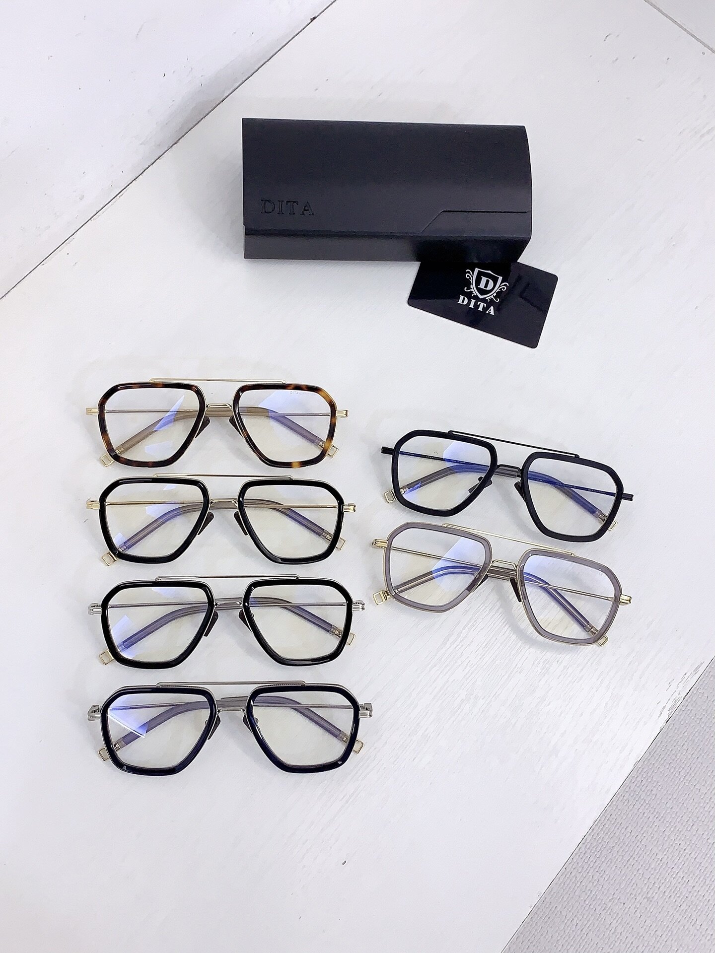 DITA  DITA Double‑Bridge Pilot Alloy Acetate Optical Eyeglass Frame