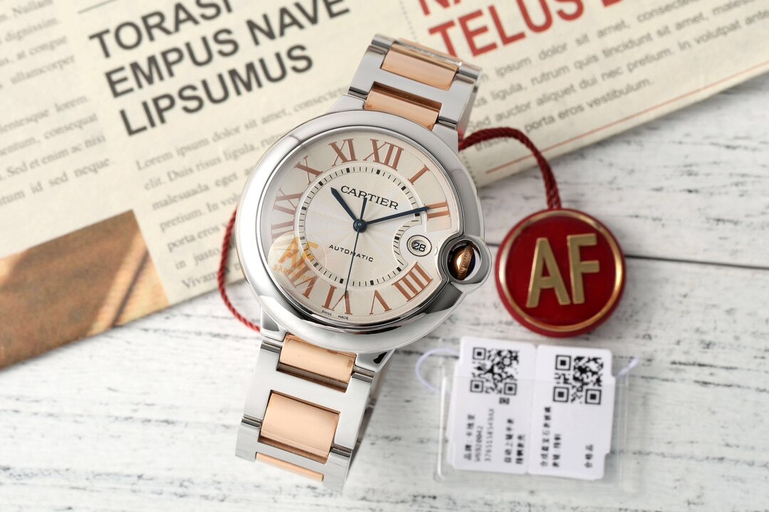 Cartier  Cartier Ballon Bleu Two-Tone White Dial Roman Numeral Metal Bracelet Automatic Watch
