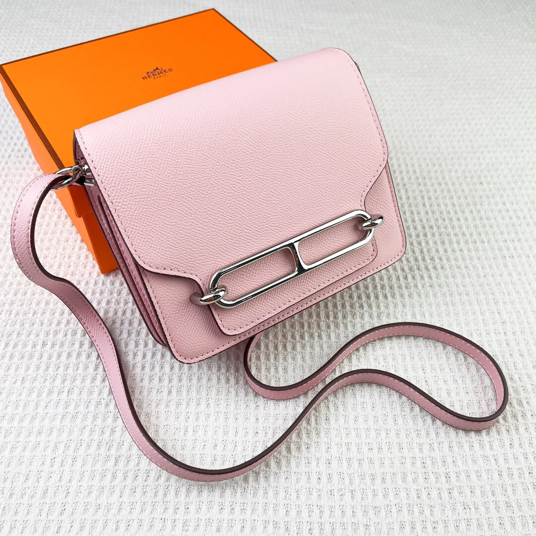 Hermès Hermès Roulis Pink Epsom Leather Crossbody Bag Silver Hardware