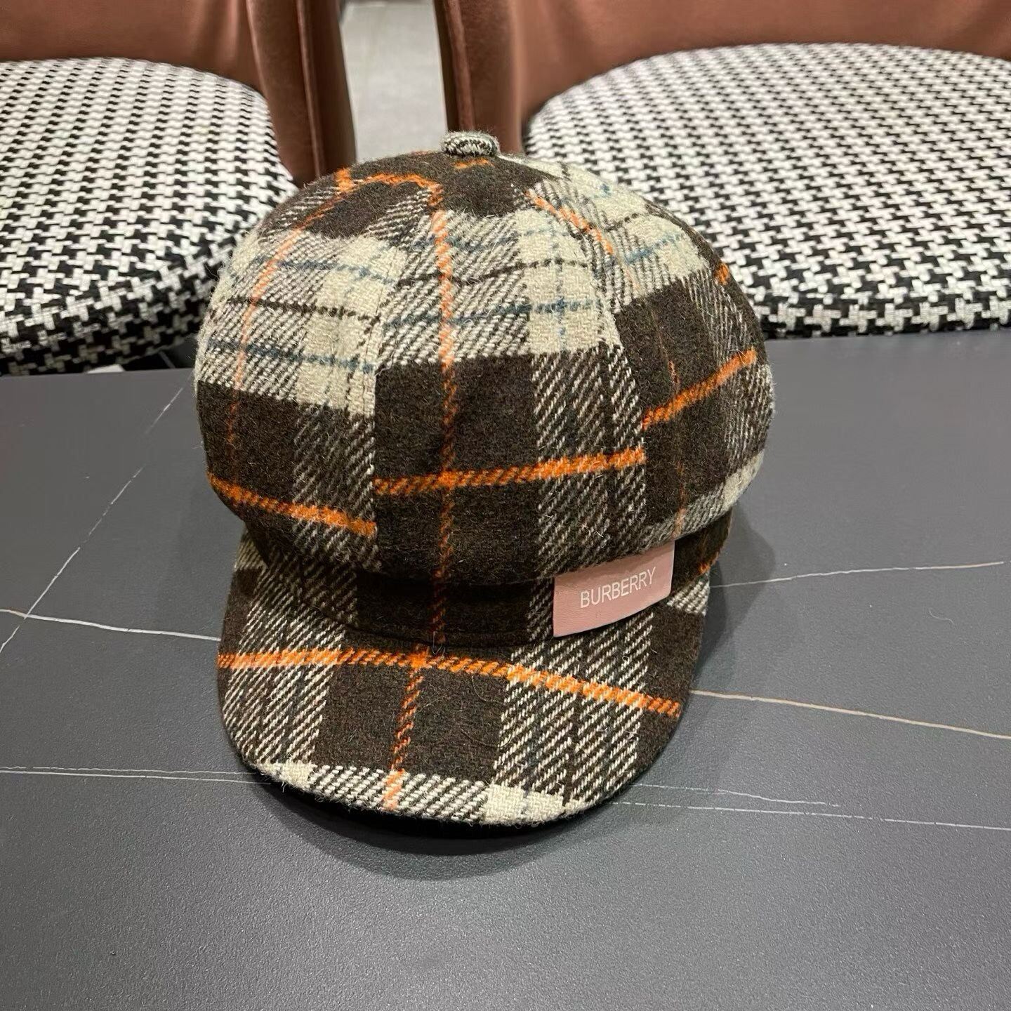 Burberry Burberry Plaid Wool Newsboy Octagonal Cap