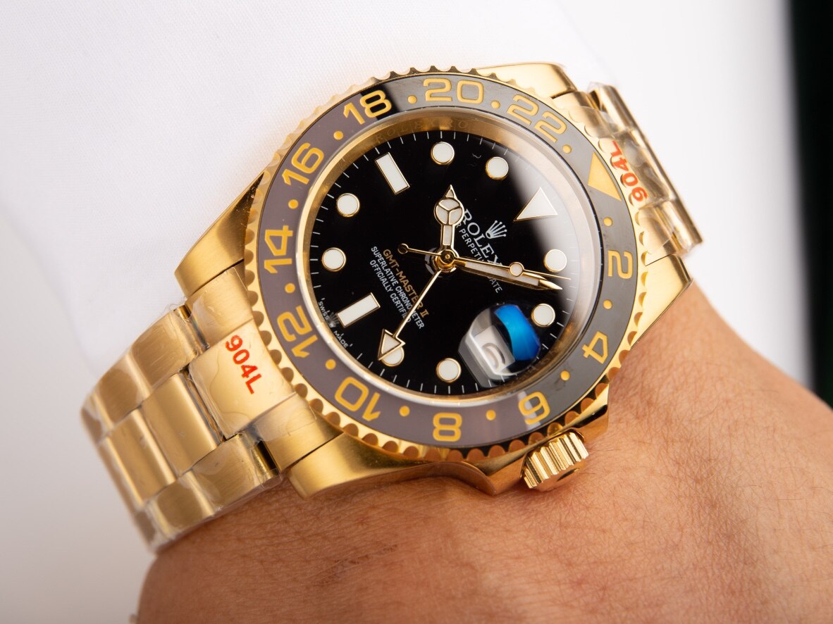 Rolex Rolex GMT-Master II Solid Yellow Gold Black Dial Black Ceramic Bezel Oyster Bracelet Dual Time Watch