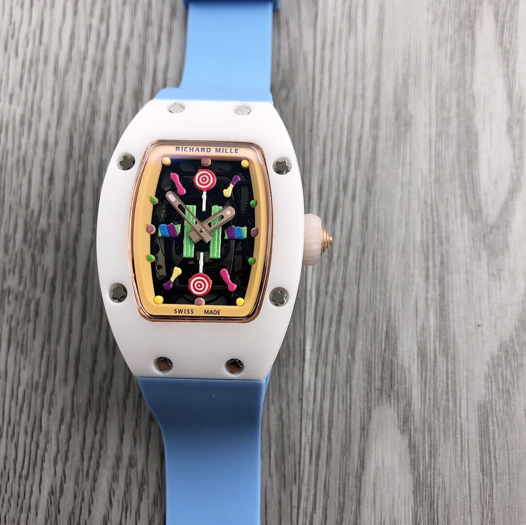 Richard Mille Richard Mille Candy‑Theme White Ceramic Blue Rubber Watch