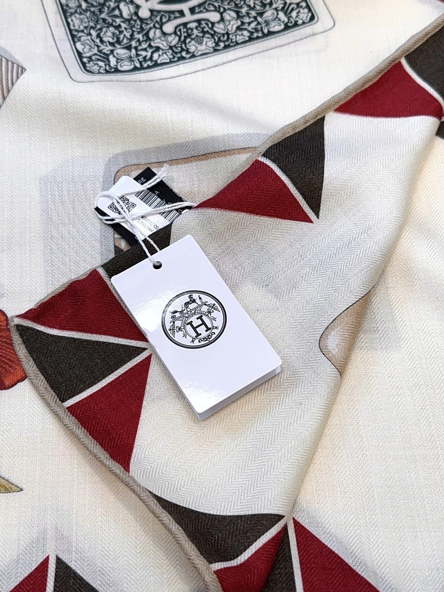 Hermès Hermès Vintage Floral Geometric Print Square Scarf