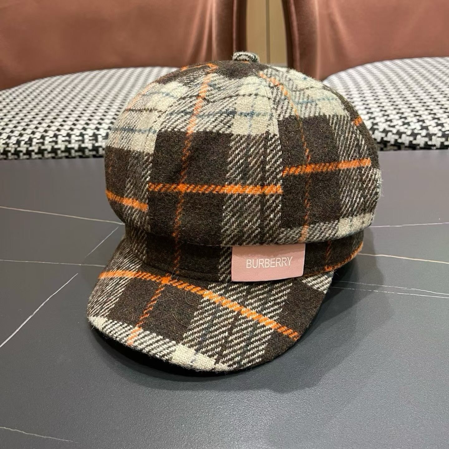 Burberry Burberry Plaid Wool Newsboy Octagonal Cap