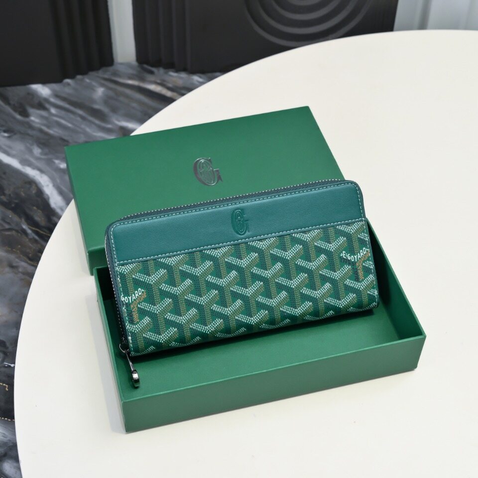 Goyard Goyard Green Monogram Zip Long Wallet