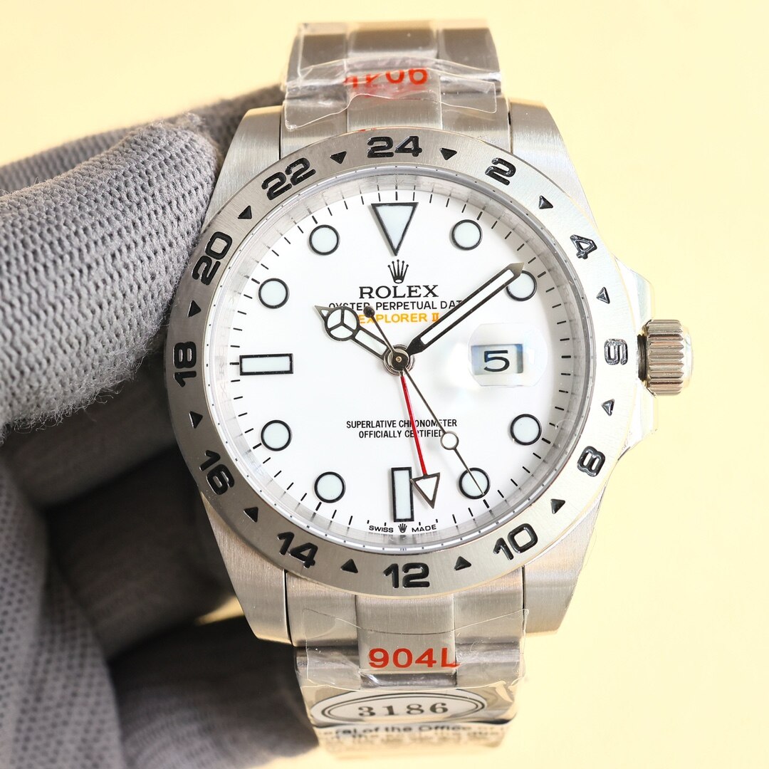 Rolex Rolex Explorer II Steel White Dial 24H Bezel Oyster Bracelet Dual Time Date Watch