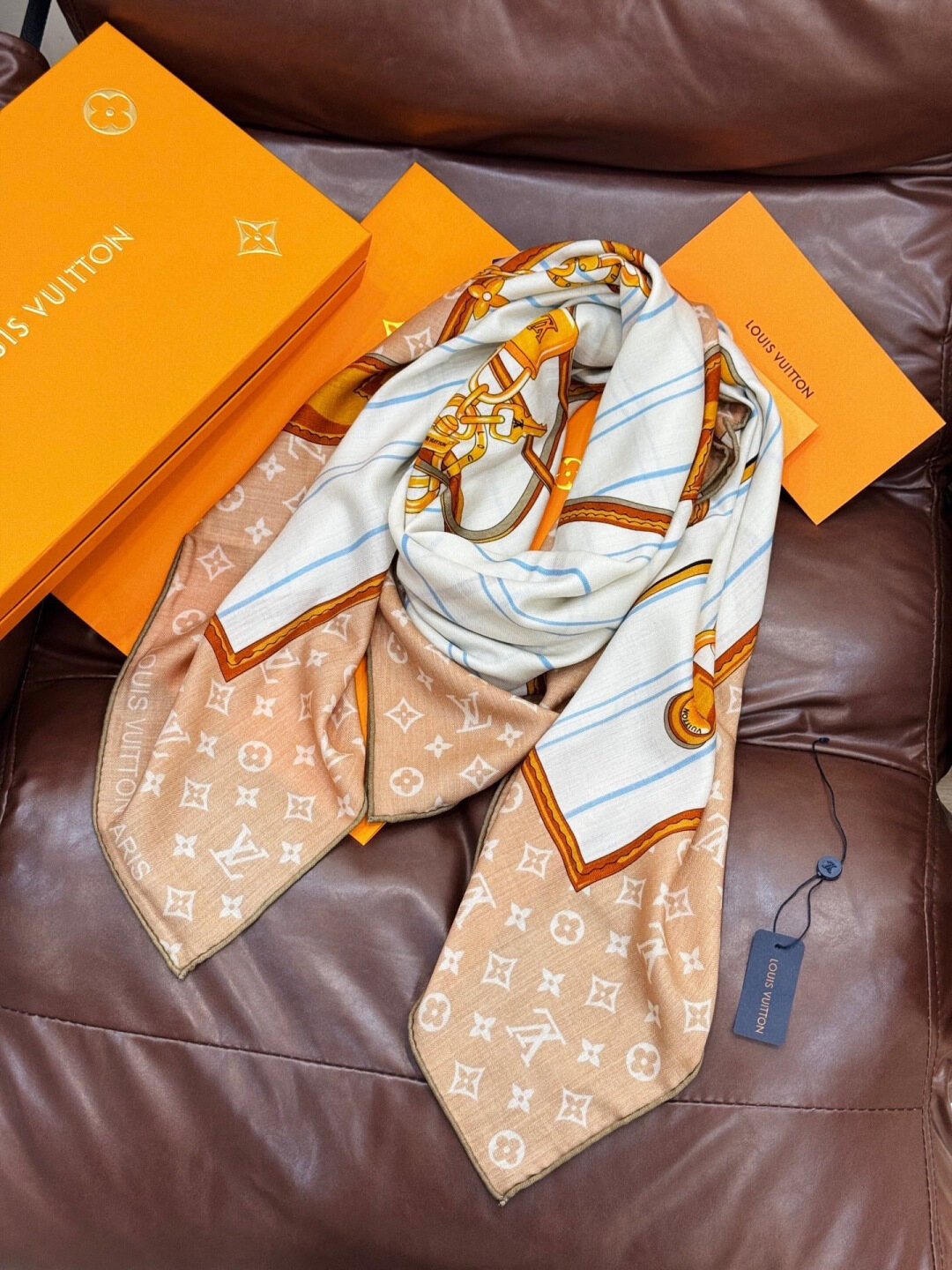 Louis Vuitton LV Monogram Saddle Print Shawl Scarf