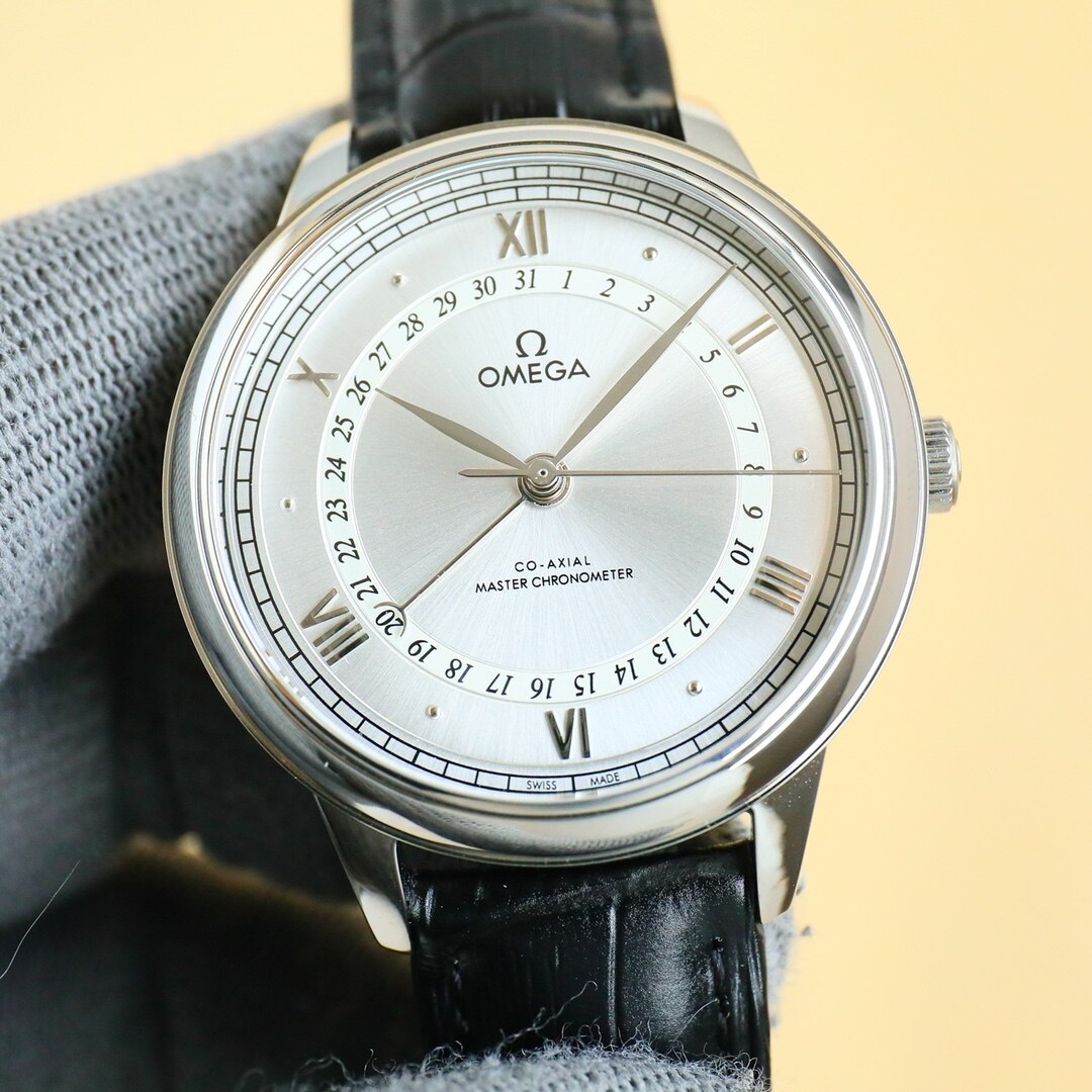 Omega  Omega De Ville Steel Silver Dial Date Ring Black Alligator Automatic Watch