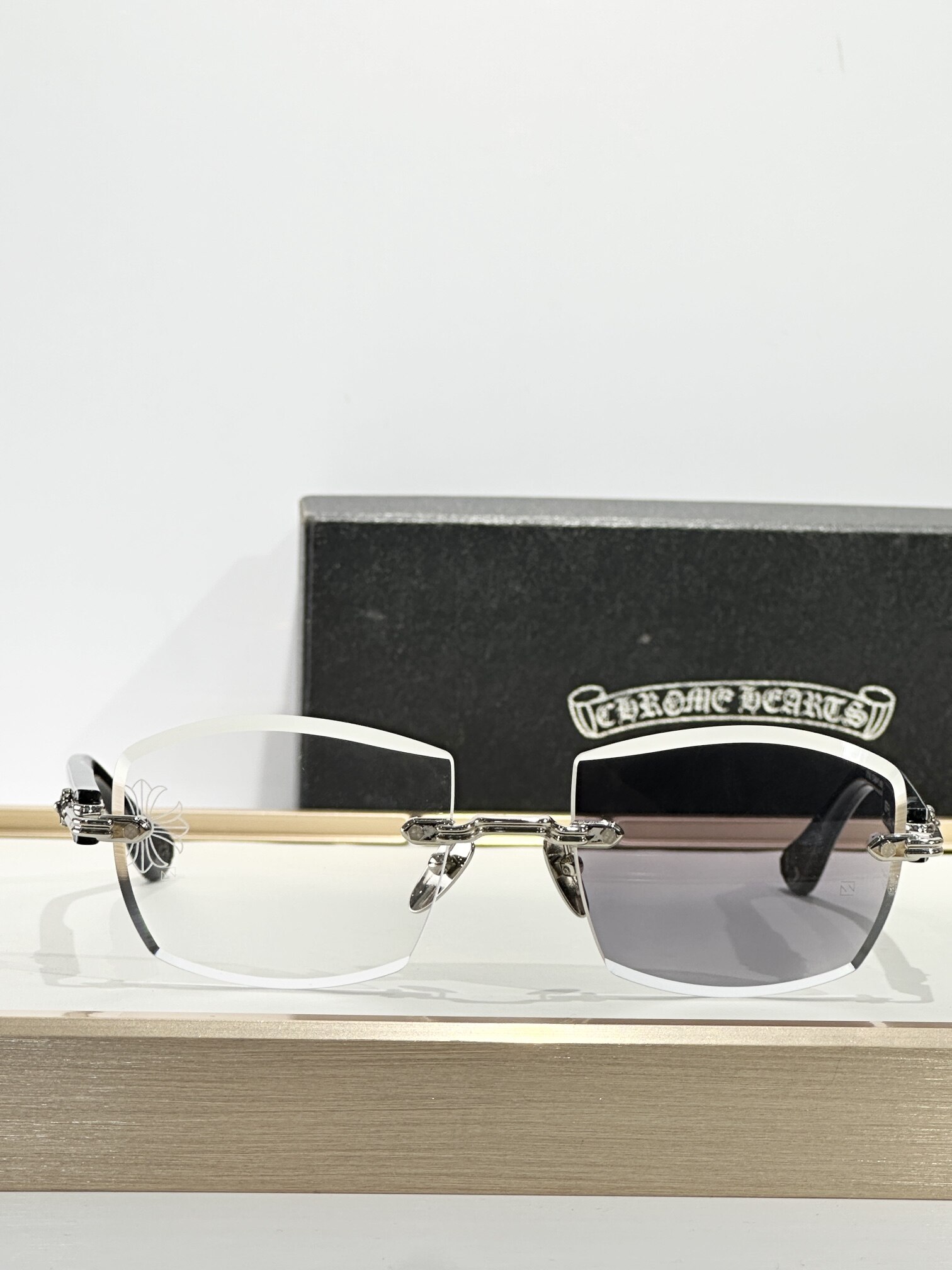 Chrome Hearts Chrome Hearts Rimless Engraved Metal Sunglasses
