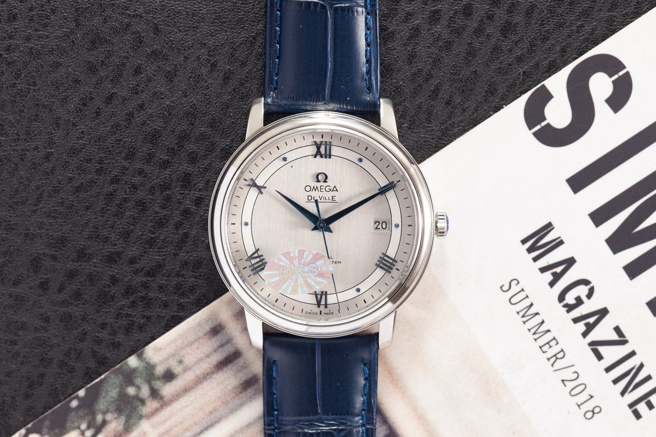 Omega  Omega De Ville Silver Dial Blue Alligator Automatic Watch