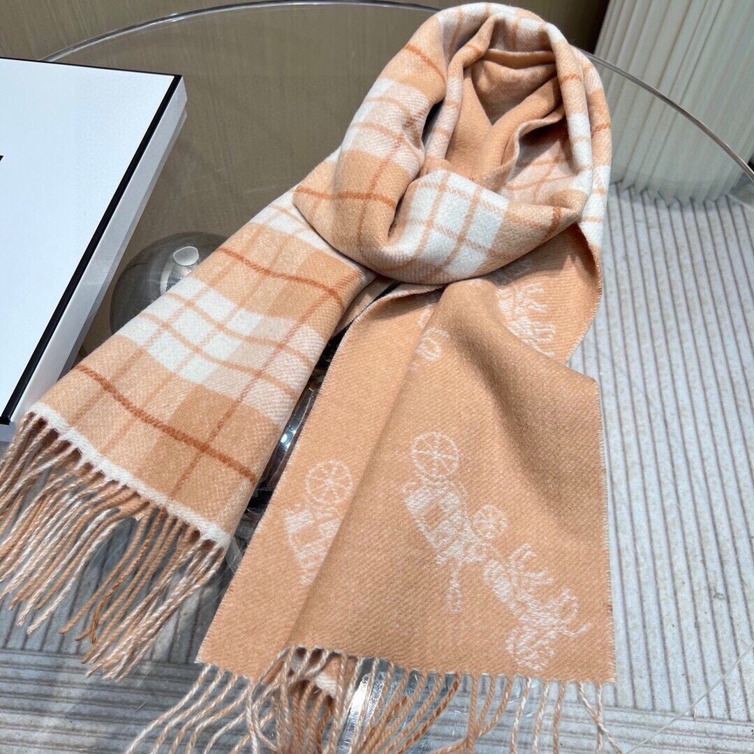Coach Coach Camel Plaid Carriage Jacquard Tassel Scarf